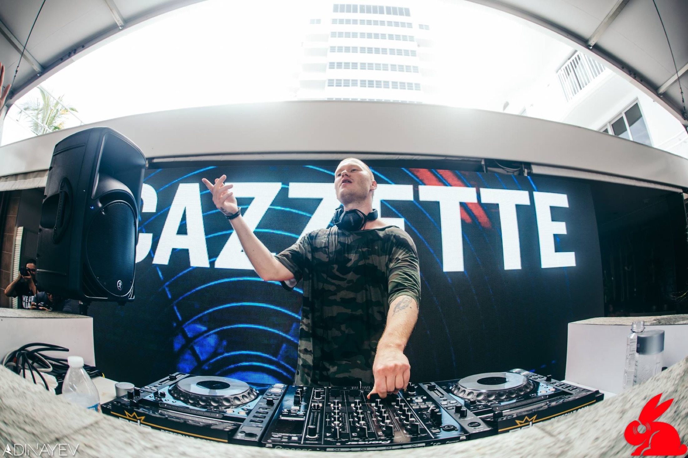 Cazzette on the decks at the Red Rabbit pool stage