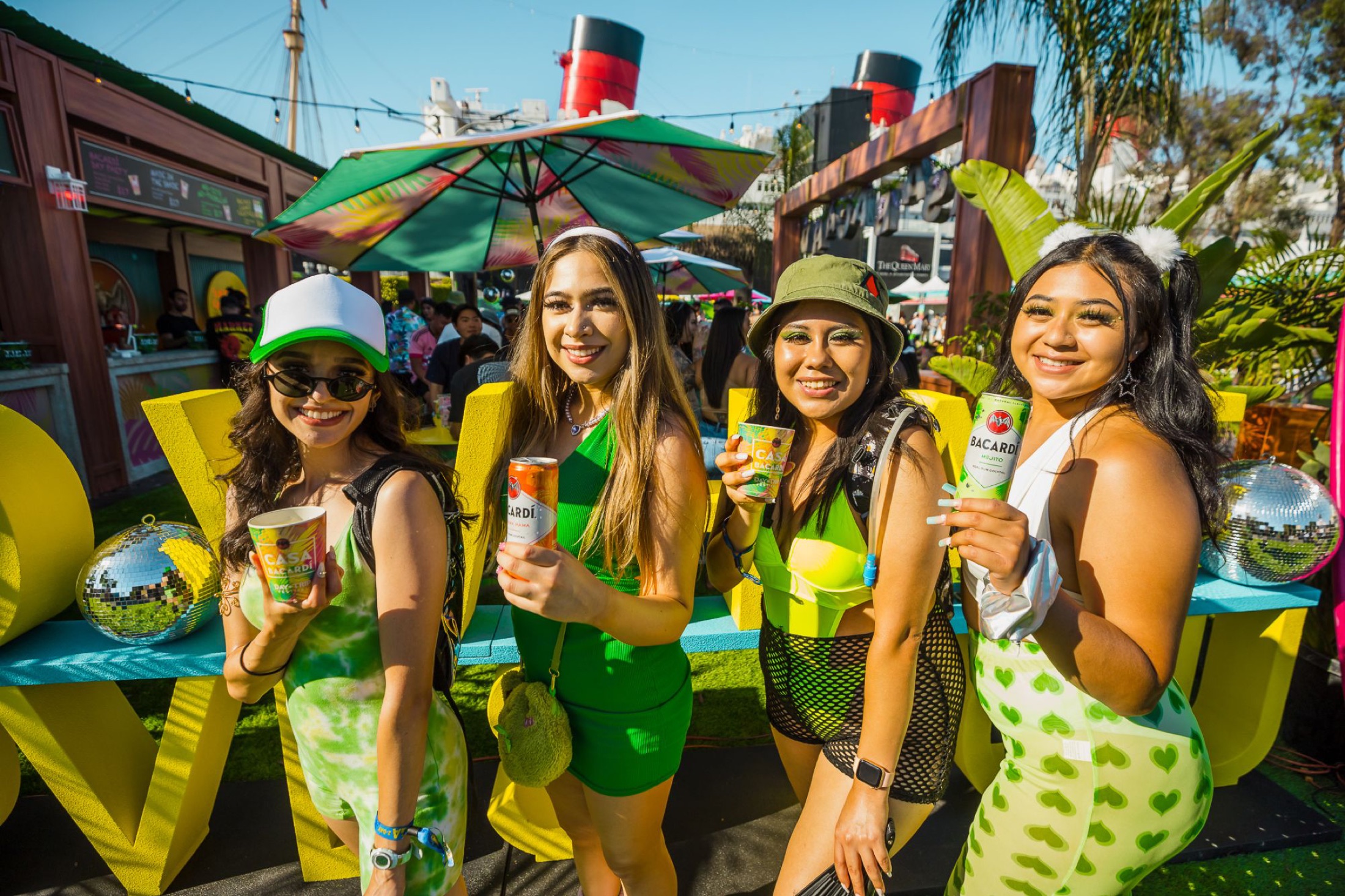 Casa Bacardí crew in green at the Queen Mary activation